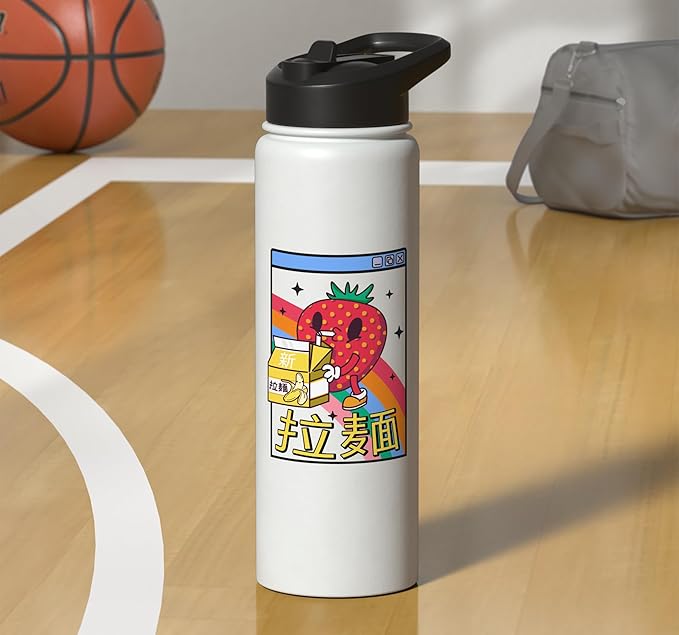 Strawberry Milk Carton Kawaii Vaporwave Aesthetic Anime Stainless Steel Insulated Water Bottle
