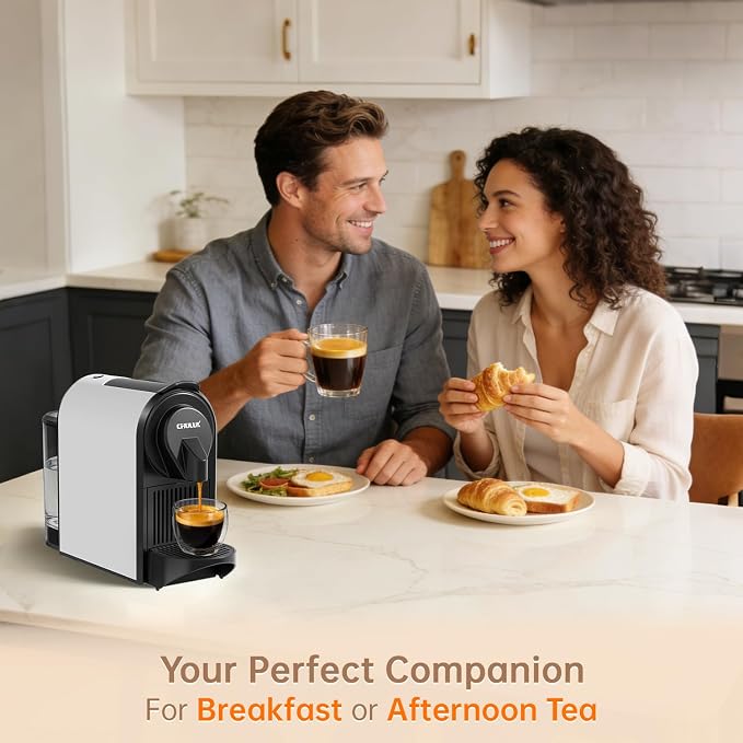 CHULUX Upgrade Bafè-Pro Espresso Machine for Nes Original Pods, Single Serve Espresso Coffee Maker with Used Capsule Drawer, Fast Brewing, White