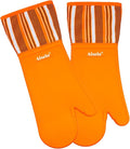 Alselo Oven Mitts Heat Resistant Silicone Kitchen Gloves for 550 Degrees with Waterproof and Non-Silp, Oven Gloves for Baking Cooking Barbecue Microwave Machine Washable (Extra Long Orange, 2)
