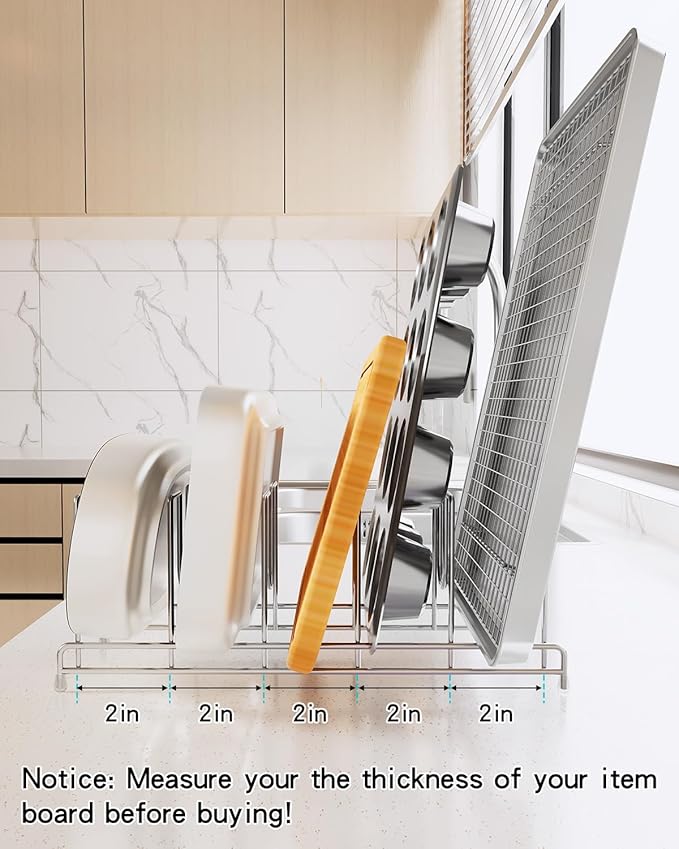YQh 2 pack, pot cover rack, cutting board rack, kitchen cabinet or counter baking tray storage box, suitable for baking tray, cutting board, Frying pan, tray, reusable containers and covers