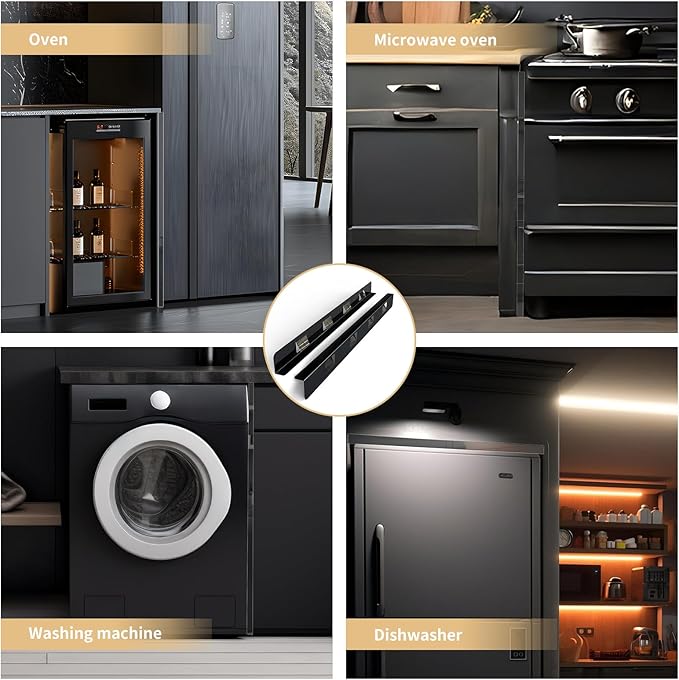 Stove Gap Covers 316 Stainless Steel,Stove Gap Filler,Heat-Resistant Oven Side Gap Filler,Between Stove and Counter Slide In Range Trim Kit for Kitchen,2 Pack (23.2” Shiny Black)
