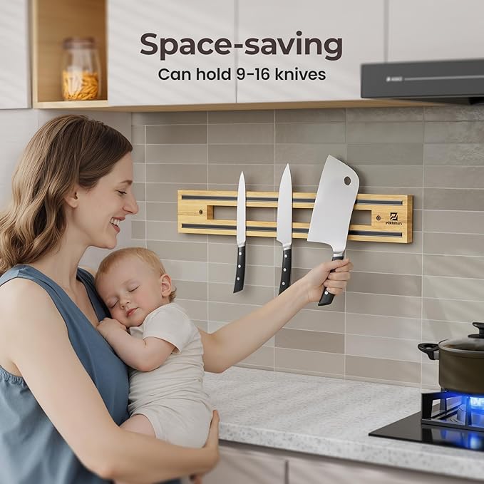 Magnetic Knife Holder for Wall+Non-Slip Bumpers for Cutting Board