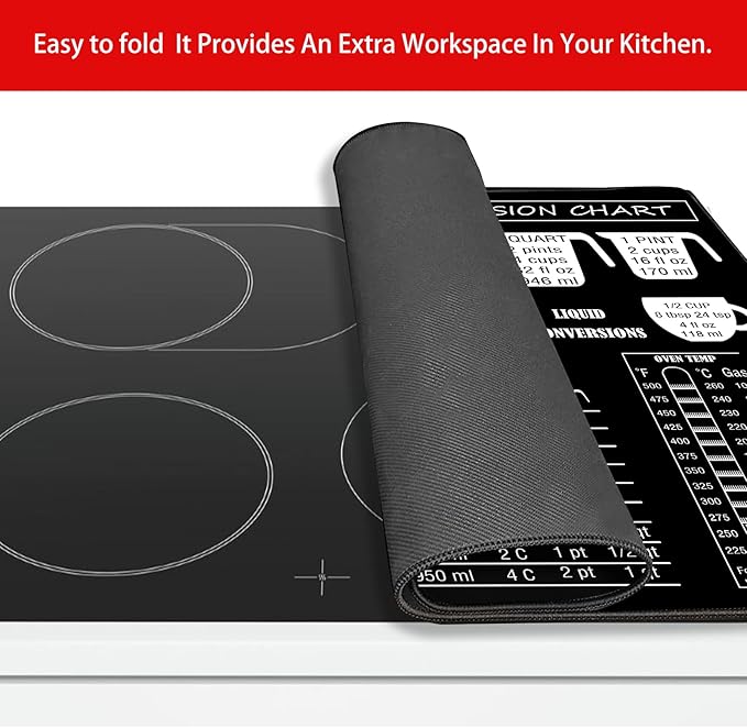 Stove Cover Stove Covers For Electric Stoves Foldable Multipurposeglass Top Protector Thick Natural Rubber Anti-Slip Coating Expands Usable Space (27.9inx20in) (measure33)