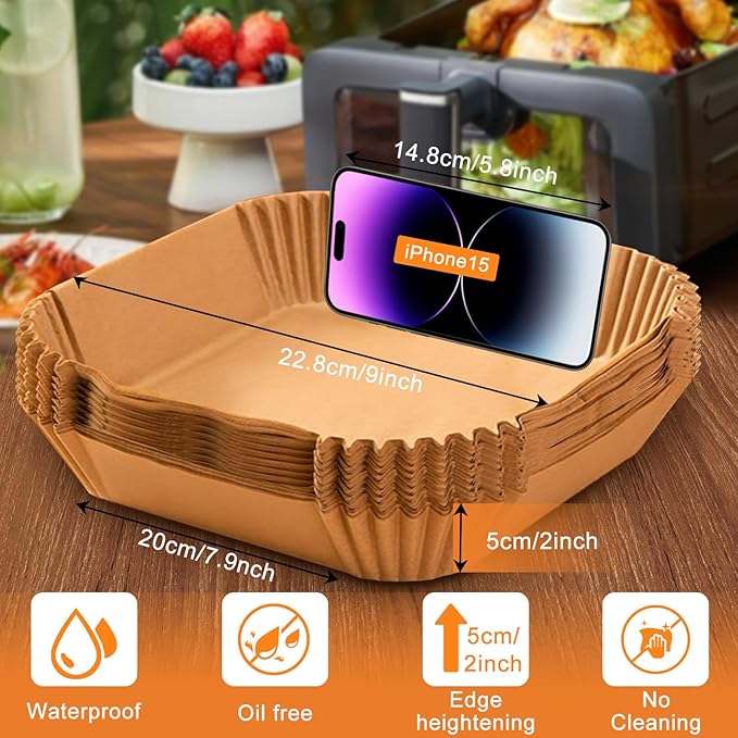 Adhjito 200PCS Air Fryer Liners: Non-Stick Disposable Parchment Paper Liner
