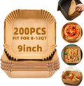 LYHOLKEER 9inch 200Pcs Air Fryer Liners Disposable,Non-Stick Food Grade Air Fryer Parchment Paper Liner,Oil Resistant, Waterproof Parchment Paper Sheets for 8-12 QT Air Fryer