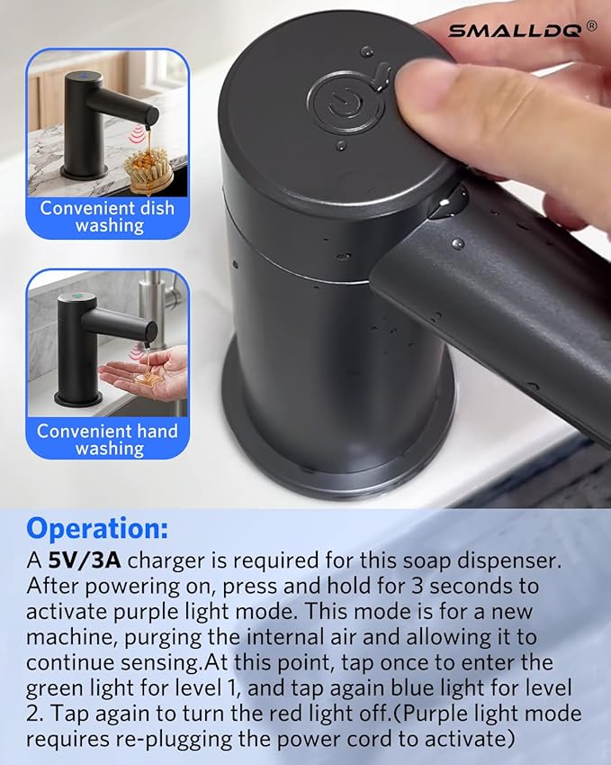 Kitchen Sink Dish Soap Built-in Dispenser, Touchless Electric Embedded Soap Dispenser Pump with 38" Silicone Extension Tube, Designed for Kitchens and Bathrooms (Black)