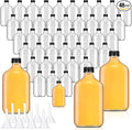 Gejoy 48 Pcs Mini Liquor Bottles Reusable Glass Flask Bottles with Black Caps Clear Empty Alcohol Shot Jars Small Champagne Jars with 4 Funnels for Wine Weddings Party Favors Christmas (6.8 oz)