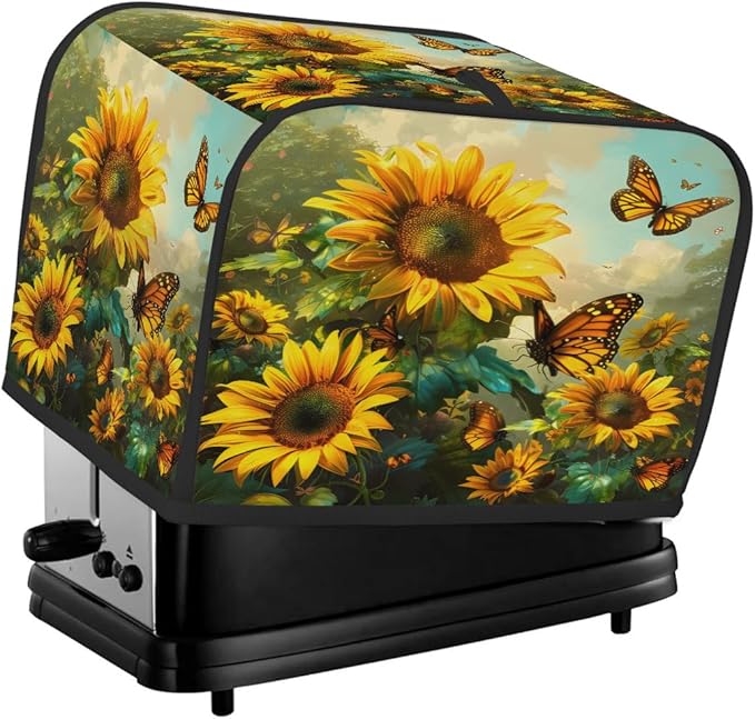 Sunflower Yellow Beautiful 4 Slice Toaster Cover Dust And Fingerprint Bread Maker Cover Bakeware Protector Washable Appliance Covers Kitchen Accessories For Home Kitchen Women Gift