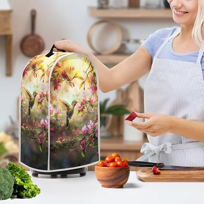 Hummingbird Dust Cover Set Washable Coffee Maker Appliance Blender Covers Flower Print Bread Maker Toaster Protection Dustproof Kitchen Accessories