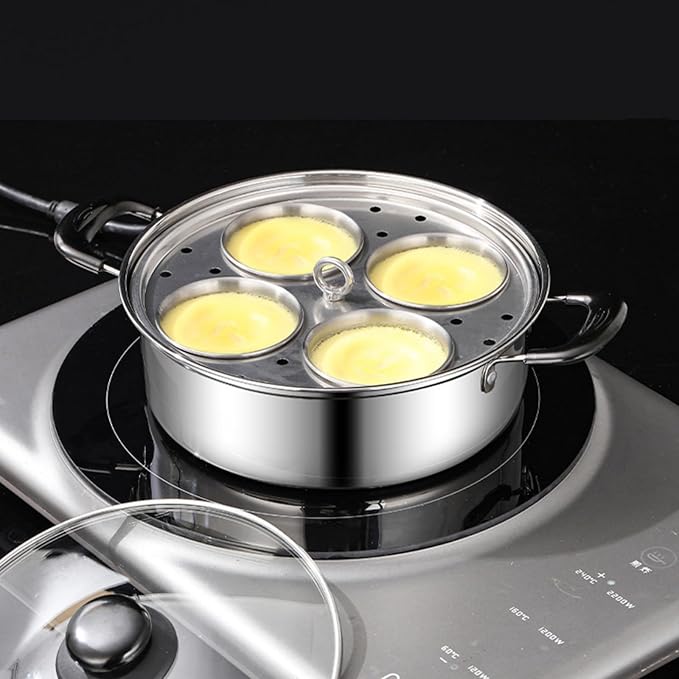 Egg Poacher Pan Stainless Steel 4 Cup Poached Egg Maker Nonstick Poached Egg Maker for Kitchen