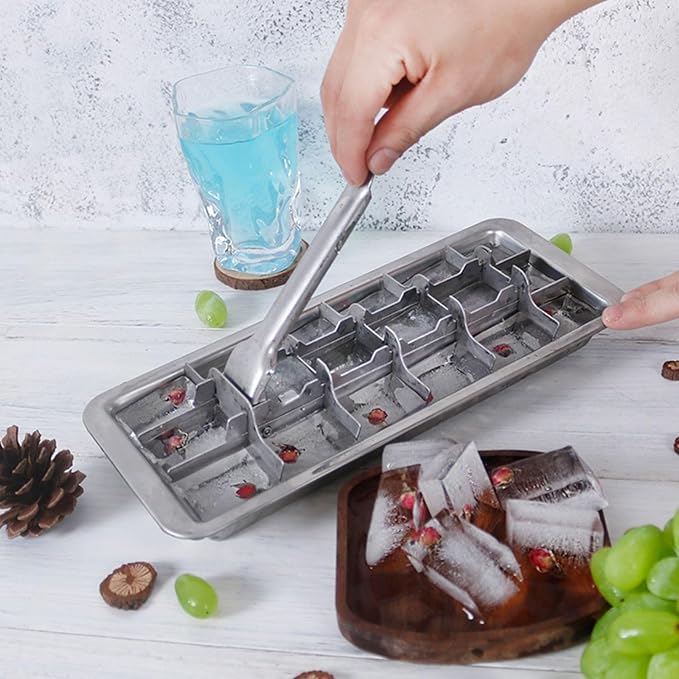 3 Pack Stainless Steel Ice Cube Trays, 18 Slot Ice Tray with Easy Release Handle Detachable Ice Trays for Easily Making Various Ice Cubes and Frozen Foods