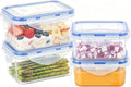 KIGI Small Food Storage Containers with Airtight Lids, Leakproof for Snack, Fruit, Lunch, Meal Prep, Portion Control, BPA-Free Plastic, 4-Sided Locking Lids (2.1 Cup *2 + 0.75 Cup *2 8-Piece Set)