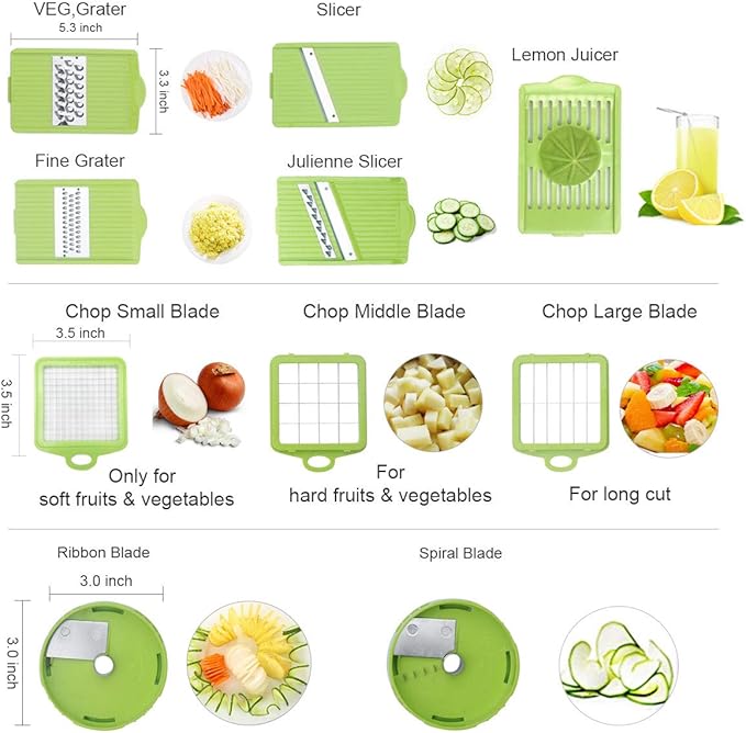 Vegetable Chopper Pro Onion Chopper Dicer Slicer Cutter Manual - Vegetable Spiralizer Mandoline Slicer Food Veggie Kitchen Fruit Chopper Heavy Duty