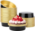 Beasea Aluminum Ramekins 100 Pack, 4" 7.3oz 215ml Disposable Baking Foil Cups Mini Ramekin No Lids Cupcake Aluminum Baking Cups for Party - Black Gold