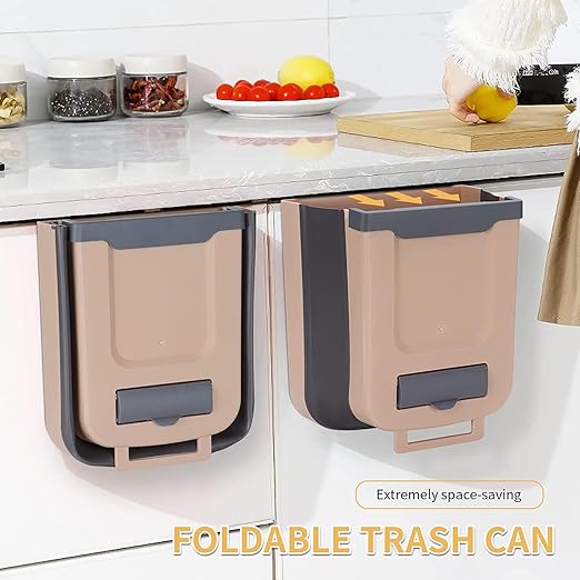 10l Wall-Mounted Kitchen Cupboard Trash Can, Collapsible Food Waste Bin for Cabinets, Ideal for Campervans, Bathrooms, and Motorhomes Coffee