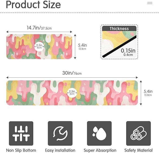 Kitchen Sink Splash Guard 1 PC 14.7 Inch Sink Faucet Mat Splash Guard for Bathroom Countertop Water Absorbent Foldable Cuttable Soft Washable Multicolored Drips