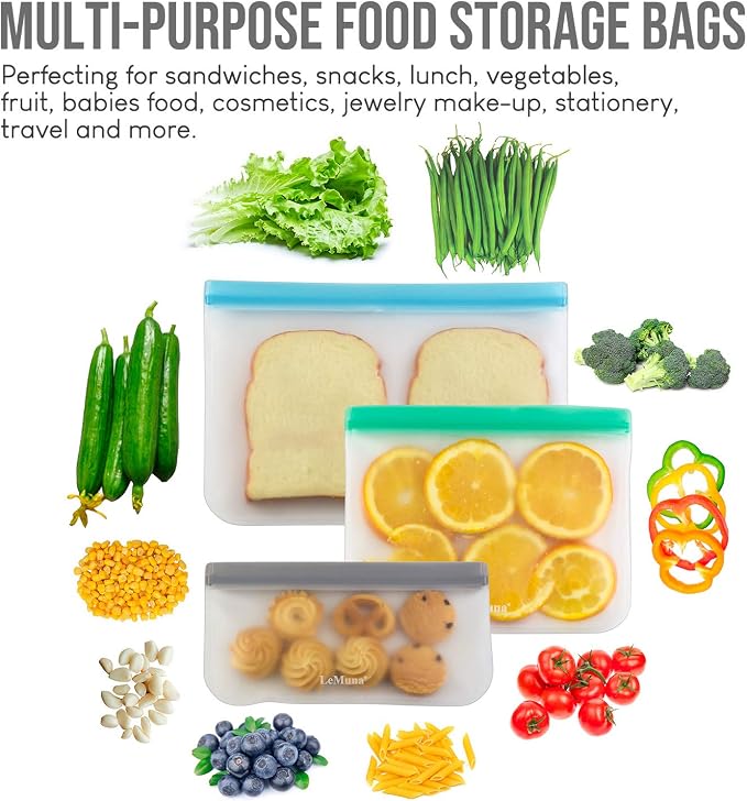 Silicone Cooking Utensils Set,Bottle Brush Set,Reusable Food Storage Bags