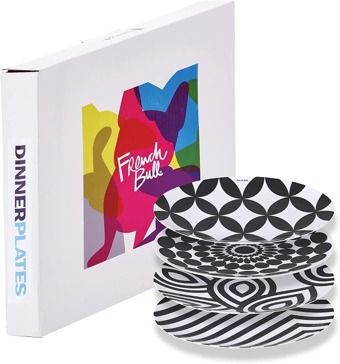 French Bull 12-Piece Dinnerware Set Black & White