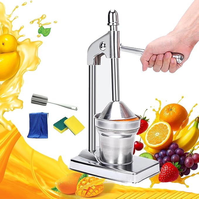 Cast Iron Juicer Hand Press, Cast Iron Manual Juicer, Stainless Manual Casts Iron Juicer, Heavy Duty Countertop Lime Citrus Crush Machine, Easy to Clean, Home, Kitchen, Bar