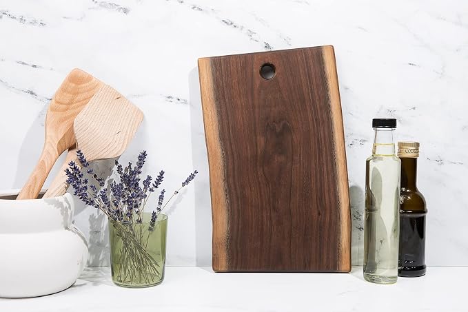 Live Edge Black Walnut Cutting Board – Amish Handmade in USA, One-of-a-Kind Charcuterie & Serving Board, Sustainably Harvested American Hardwood, 8"x12"| ArborDown