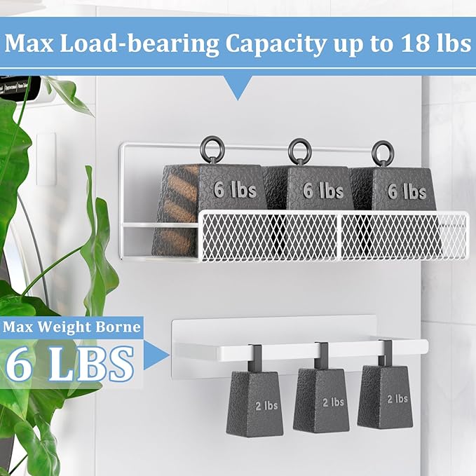 DTUQYX Magnetic Shelf for Washing Machine 4-Pack: Widen Magnetic Laundry Organizer (5"-6") with Hanger Organizer, Strong Magnet, Rust Proof, Heavy Duty Magnetic Spice Rack for Refrigerator (White)