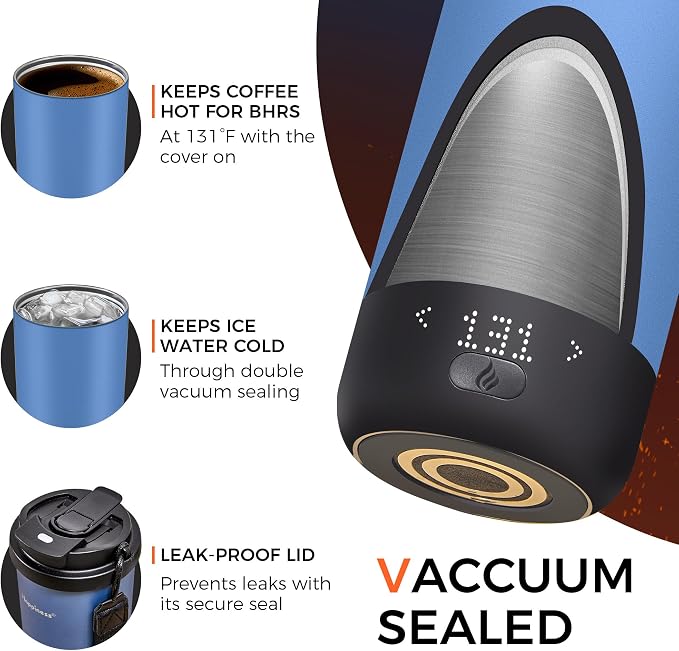 Happiness Self-Heating Travel Mug 20oz,Smart Rechargeable Electric Temperature Control Heated Coffee Cup