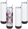 4 Pack 20Oz Music Speaker Tumbler, Skinny Straight Sublimation Tumblers, Stainless Steel Double Wall Insulated Speaker Cup With Detachable LED Light（Black）