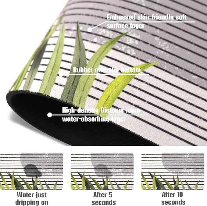 Sink Faucet Absorbing Mat, 2 Pack Drying Mat Around Faucet Sink Splash Guard Behind Faucet Sinkmat For Kitchen Bathroom Island Rv 24 * 5.5 Inch (60 * 14 cm)