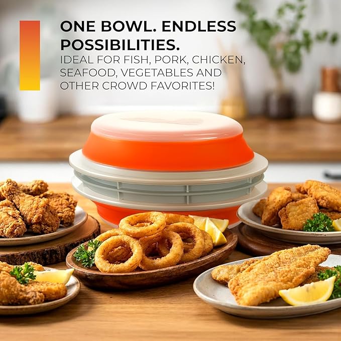 CanCooker Batter Bowl XL: Collapsible, Mess-Free, Dishwasher and Microwave Safe, Chemical-Free in Vibrant Orange - 5 Pack