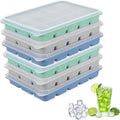 6-Pack Silicone Ice Cube Trays with Lids – Easy Release, Stackable Freezer Ice Molds for Whiskey, Cocktails, Food (Snow Gray, Bamboo Green, Dark Blue)