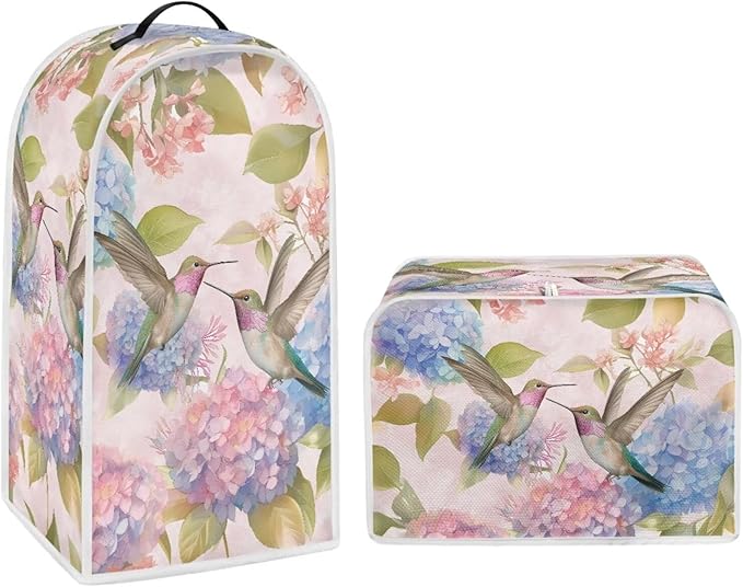 Hummingbird Kitchen Blender Cover Toaster Cover 2 Slice Washable Kitchen Accessories Flower Pattern Small Appliance Protector Dustproof Covers