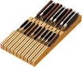 Large Drawer Knife Organizer Insert, Bamboo Wood Knife Holder, Knife Block Hold up To 19 Knives