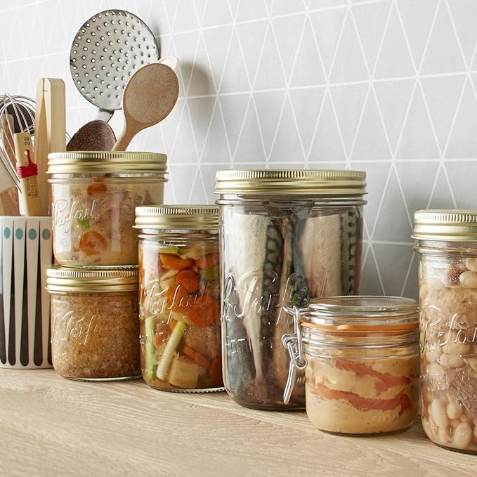 Le Parfait Familia Wiss 32oz (1L) Wide Mouth Glass Canning Jar – 1PK Made in France, Airtight 2-Piece Lid, Reusable Zero Waste & Eco-Friendly for Kitchen Storage, Meal Prep, Fermentation & Baking