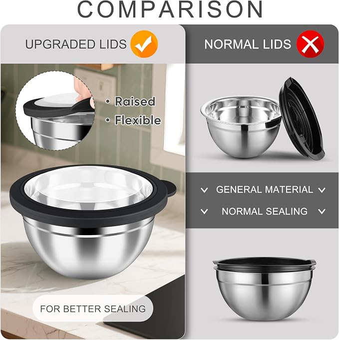 HaWare 20PCS Kitchen Gadgets Set, 14PCS Silicone Kitchen Cooking Utensils Set and 6PCS Mixing Bowls with Airtight Clear Lids (Size 4.6, 3, 1.5QT), Black