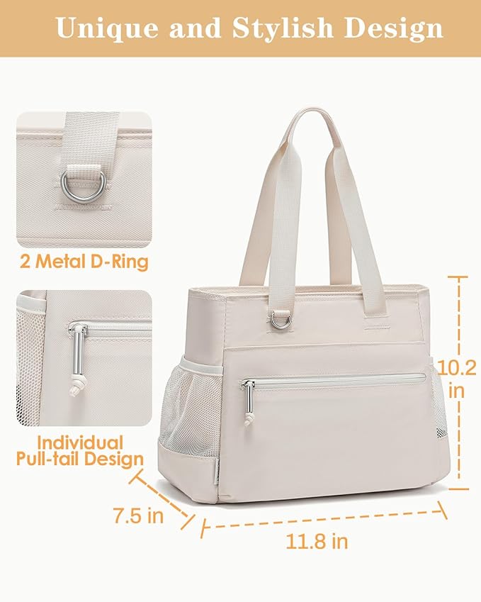 GLENKEY Insulated Lunch Box Lunch Bag Tote - Large Leakproof Cooler Bags for Women - Soft Lunchbox for Adults Work Shift Picnic Travel Cream 10L