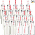Yinkin 20 Sets Plastic Milk Bottles with Straws Lids Clear Plastic Containers for Dairy Milk Party Bottle for Juices Shakes Smoothies (8 oz,Red,White)
