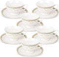 fanquare Blue Lace Teacup and Saucers Set with Gold Trim, Bone China British Coffee Cups and Saucers for Afternoon Tea Coffee Party Gifts