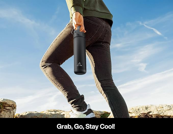 POWCAN 26 oz Insulated Water Bottle with 2-in-1 Straw Spout Lid (Mariner) | Keep Cold 24H, Leak-Proof, Fits in Car Cup Holder, Stainless Steel Water Bottle for Sports, Travel, Gym, Gift, and School
