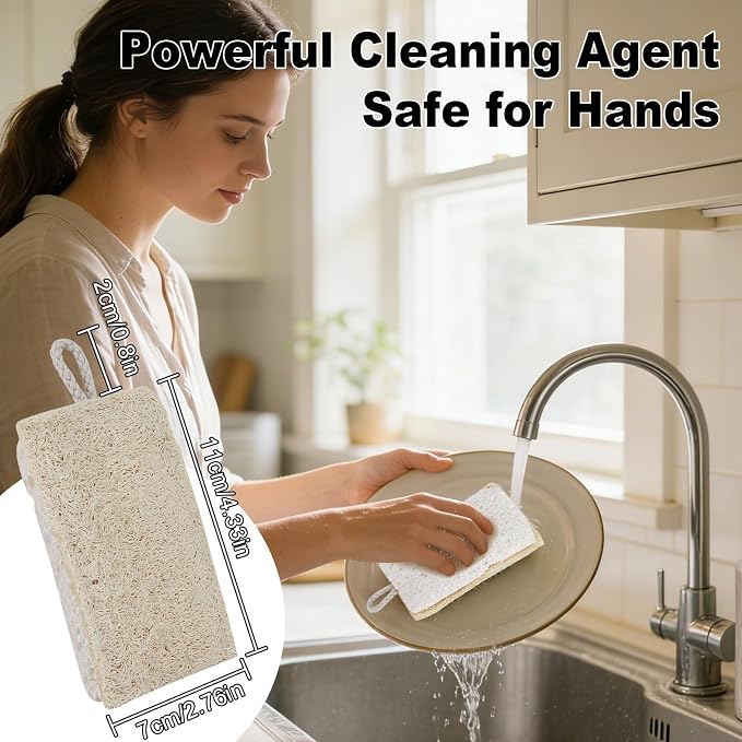 Natural Travertine Sponge Holder for Kitchen Sink Counter w A Plant-Based Kitchen Sponge, Fast Drying, Durable, Compact, Wabi-Sabi & Unique Sponge Caddy, Sink Organizer, Beige Travertine Home Decor