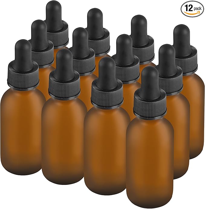NOOEEISS 12 Pcs, 1oz Dropper Bottle, Amber Glass Eye Dropper Bottle, Tincture Bottles with Dropper, Pretty Finish, Leak-Proof Design, Stronger Suction for All Kinds of Mixed Liquids