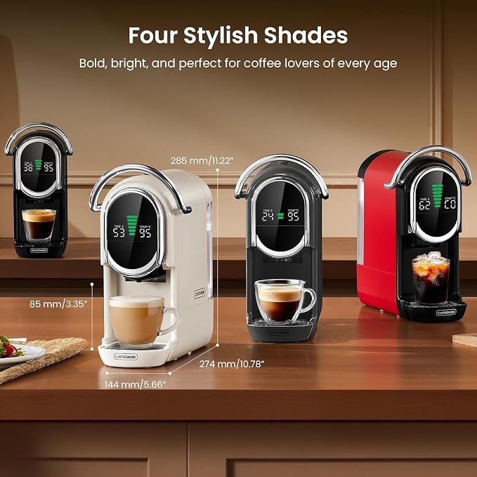 Magician1 Mini Multi-Pod Espresso Coffee Machine for Coffee Pods & Grounds | Fits Nespresso/Dolce Gusto, Blue & ESE Pods, LED Display, Custom Brew Time & Temp, Iced & Hot Brew, For Home & Office, 19 Bar