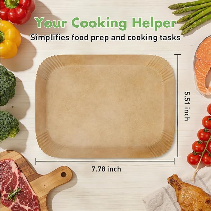 100Pcs 8 Inch Air Fryer Liners Disposable, Airfryer Paper Liners for 5-8 QT, Liners Paper Oil Proof and Easy Cleanup, Non Stick Air Fryers Accessories, Baking Liners, Parchment Paper Sheets