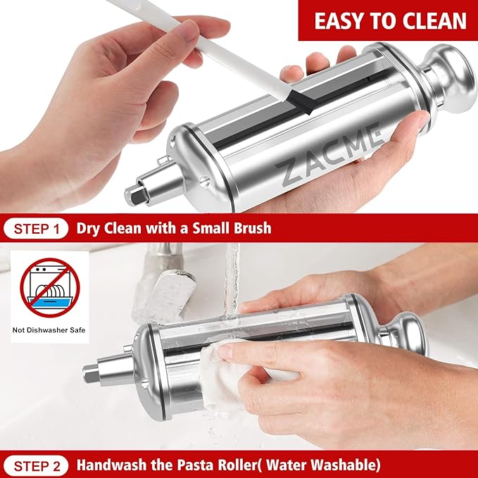 Pasta Roller for Kitchenaid Stand Mixer, Stainless Steel pasta roller attachment with 8 Adjustable Thickness Knob, Dough Pasta Roller pasta roller attachment for Raviolis Pasta
