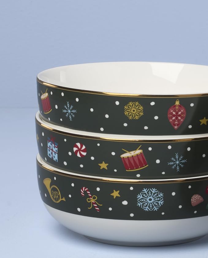 Lenox 898403 Nutcracker Ballet All Purpose Bowls, Service For 4, Christmas Dishes, Dinnerware Set, Holiday