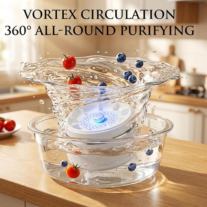 2026 New Fruit and Vegetable Cleaner, Produce Cleaner Device Waterproof Fruit and Vegetable Purifier Clean Produce with Titanium Electrolysis Purification for Home Kitchen (1Set)
