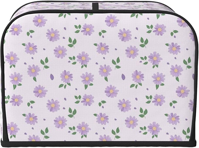 Toaster Cover 4 Slice Pastel Purple Daisy Flower pattern Kitchen Small Appliance Covers with Pockets Dust and Fingerprint Protection