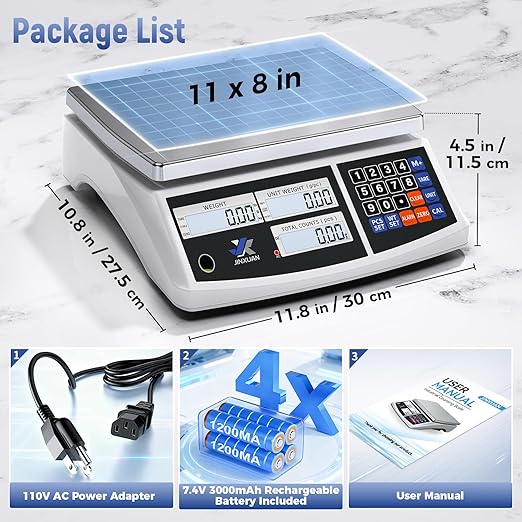 Industrial Counting Scale 40kg/88lb x 1g Precision Bench Scale Digital Inventory Counting Weight Scale for Small Parts and Coins, Electronic Gram Scale with Batteries/AC Power, lb/g/kg/oz