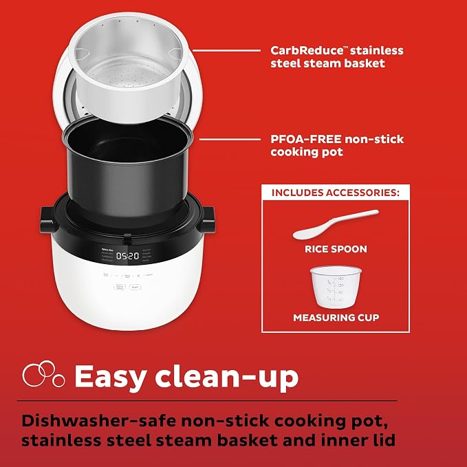 Instant Pot 20-Cup Rice Cooker, Rice and Grain Multi-Cooker with Carb Reducing Technology without Compromising Taste or Texture, From the Makers of Instant Pot, Includes 8 Cooking Presets