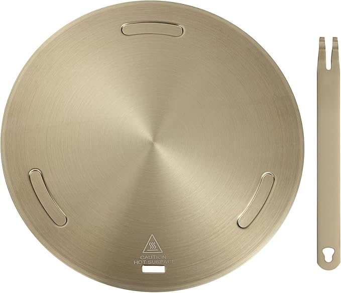 uxcell Heat Diffuser Plate for Gas Stove 9.4 Inch Round Heat Conduction Induction Adapter Plate with Removable Handle Cookware Protector for Cookware Heat Cooking Unfreeze, Rose Gold