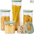 Square Glass Food Storage Jars with Lids Set of 5, Perfect for Pasta, Cookies, Nuts, Coffee, Cereal, Flour,Organize Your Kitchen with these BPA-Free Glass Jars with Lids
